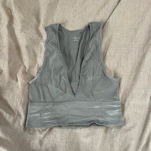 Gray v cut tank top simple